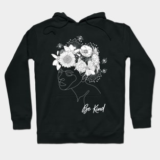 BE KIND Kindness Matters Line Art Floral Hoodie